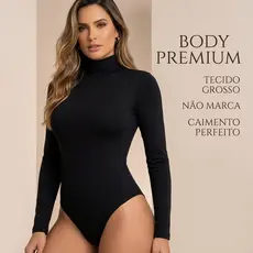 Body Feminino manga longa gola alta Cacharrel Segunda Pele Suplex Premium Moda Bory Bore