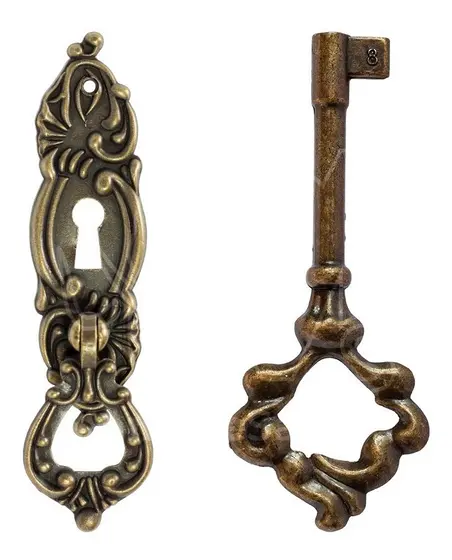 Kit Puxador Colonial Com Entrada E Chave De Móveis Antigos