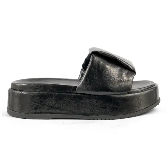 Sandália Flatform Tamanco Flat Plataforma Tratorado Brilho