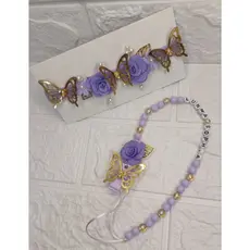 Kit Faixinha + Prendedor de Chupeta Personalizado Lilás Delicado Exclusivo Bebê Infantil Luxo