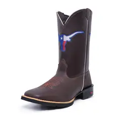 Bota Texana Country Bico Quadrado Em Couro Ramon Botas Lançamento