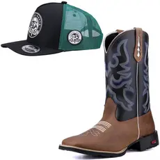 Bota Masculina Texana Estilo Country Bico Quadrado Cano Longo