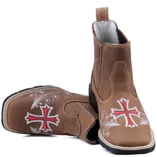 Botina Butina Country Feminina Em Couro Cruz