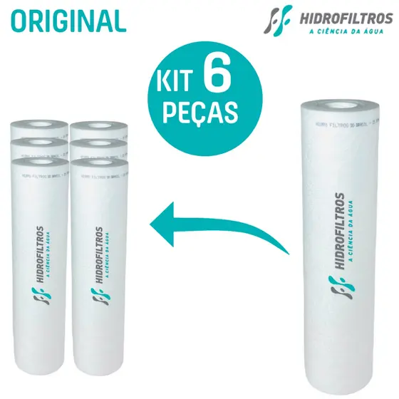 6 Refil Para Filtro de água 9.3/4 ECO Hidrofiltros Original
