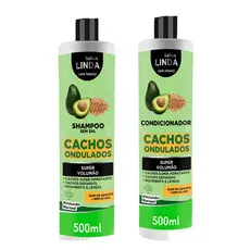 Kit Shampoo e Condicionador Sem Sal Cachos Ondulados Abacate e Semi di Lino 500ml