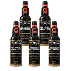 Kit 5 Pro Minoxi Advanced 120ml Tônico Antiqueda Estimula Crescimento de Cabelo Barba e Sobrancelhas