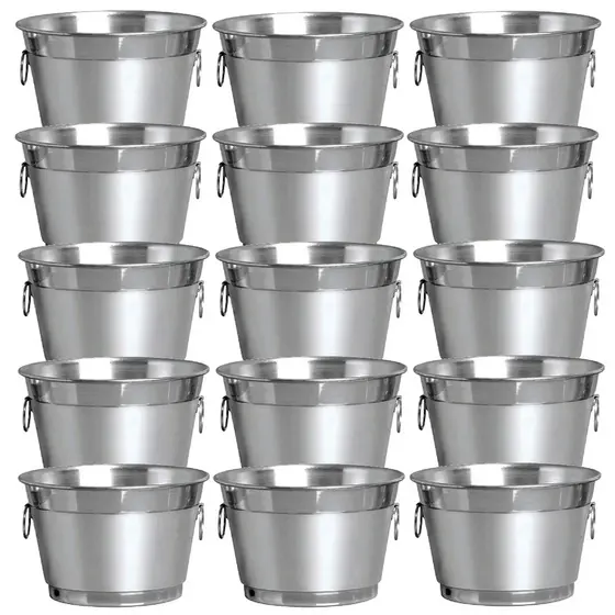 Kit 10 Baldes De Gelo Em Aluminio 9 Litros Acomodar Volume Garrafas E Gelo