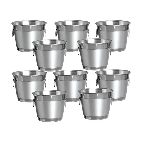 Kit 10 Balde de Gelo E Cerveja Aluminio Puro e reforcado 6 litros para acomodar volumes de garrafa  gelo E BEBIDAS