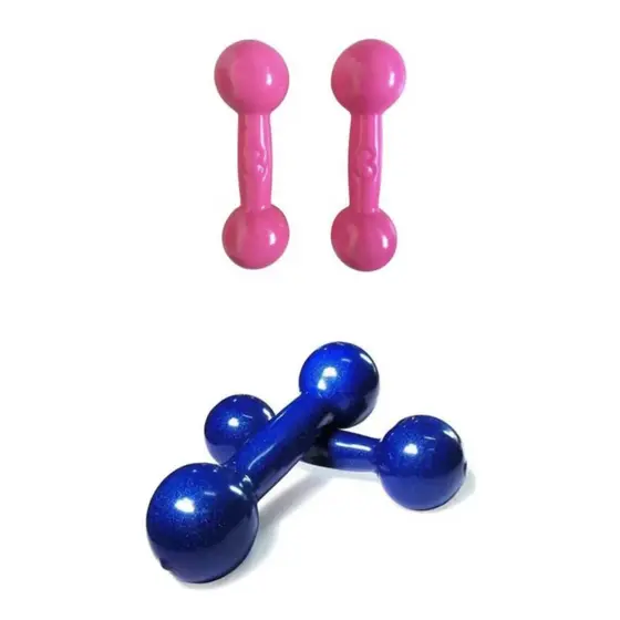 Halteres Emborrachados 3kg + 4kg Rosa e Azul: Para Musculação e Treino Completo