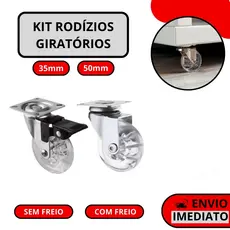 Kit 20 Rodizio Giratório Gel Rodinha Silicone 10 Com Trava 10 Sem Trava - 35mm 50mm