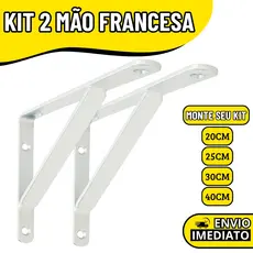 Kit 2 Suportes Cantoneira Mão Francesa para Prateleira Ferro Resistente Fixação Parede Estante