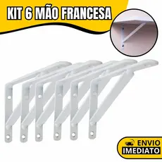 Kit 6 Suportes Cantoneira Mão Francesa para Prateleira Ferro Resistente Fixação Parede Estante