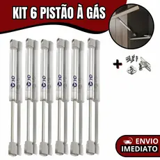 Kit 6 Pistões à Gás para Portas de Armário Cozinha com Amortecedor para Abertura Superior