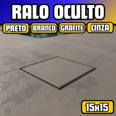 Ralo Oculto 15x15 Invisível Quadrado Plástico ABS Porcelanato Branco Cinza Claro Cinza Escuro Preto