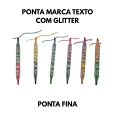 Marcadores Duplo Com Glitter Duas Ponta Marca Texto Infantil Aurora