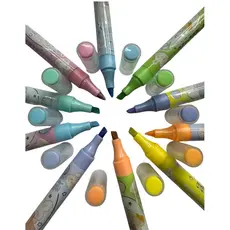 Caneta Marca Texto com Brilho Kit 10 Un Duas Pontas Brilhos Rabbit