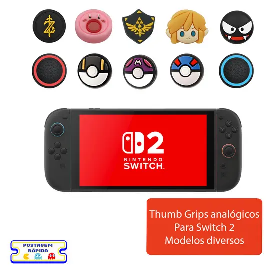 Grip Thumb Stick Switch 2 Silicone Antiderrapante Par