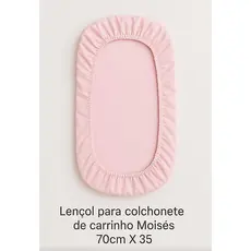 Lençol para colchonete de carrinho moisés na cor rosa bebe 70cm x 35cm