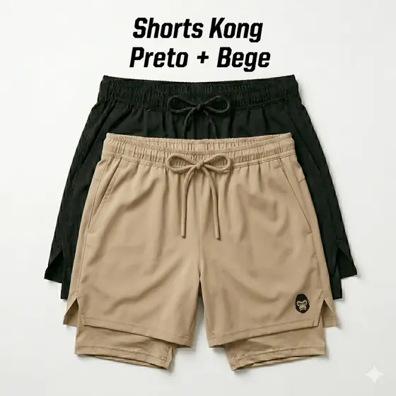 Shorts Fitness Masculino com Forro Duplo e Bolso para Celular Kong