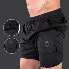 Bermuda Masculina Kong Fitness 2 em 1 Com Forro Musculação Academia Dry Fit Forrada