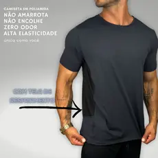 Camiseta Masculina Malha Fria Não Amarrota Poliamida Academia Recorte Lateral