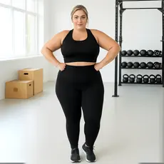 Calça Legging Lisa Plus Size Cintura Alta Feminina Suplex Super Elastano Academia Treino Fitness