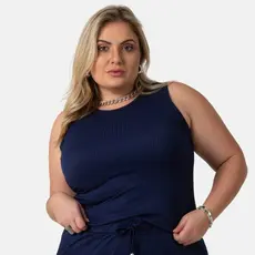 Regata Feminina Plus Size Canelada Verão Moderna E Estilo 1213-C1
