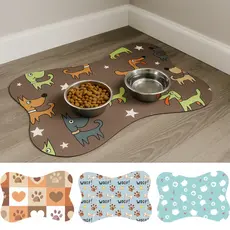 Tapete para Comedouro Pet Antiderrapante - Ossinho - 29cm x 43cm