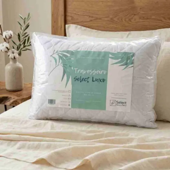 Travesseiro Antialérgico Alto Conforto Select Luxo Fibra Importada Macio Branco 50x70cm Lavável
