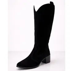 Bota Feminina Cano Longo Western Preto Dhaffy