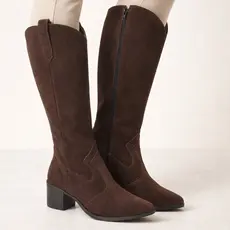 Bota Feminina Cano Longo Dhaffy Camurça Café Confortável