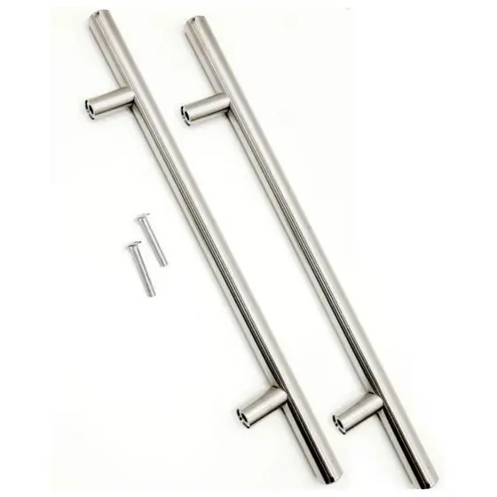 Puxador Haste Inox Tubular Escovado 224mm + Parafusos Móveis