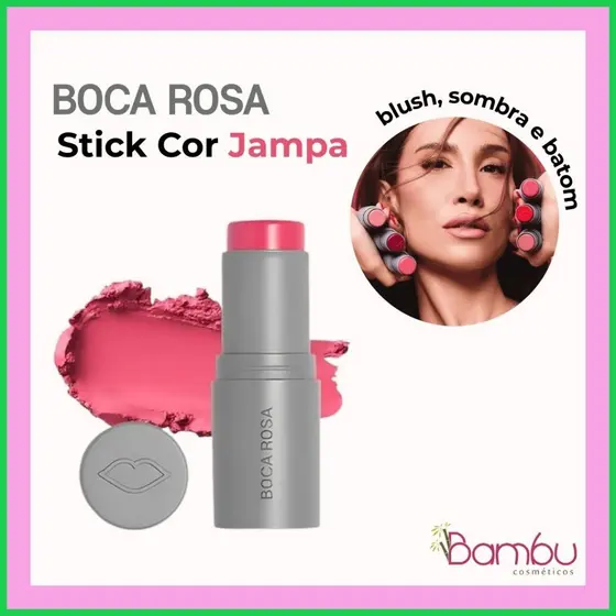 Boca Rosa Stick Cor JAMPA | Blush, Sombra e Batom Multifuncional Glow