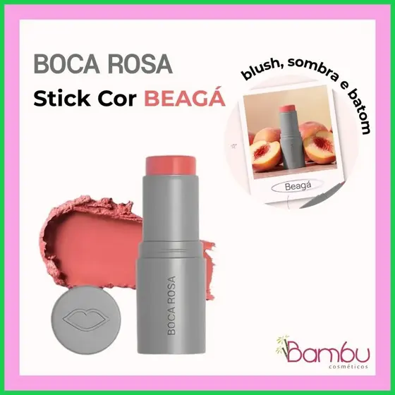 Stick Cor Boca Rosa BEAGÁ | Blush em Stick 3 em 1 Vegano 6g