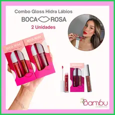 Combo Gloss Hidra Lábios Boca Rosa Dia e Noite | Hidratação + Brilho | 2 Unidades