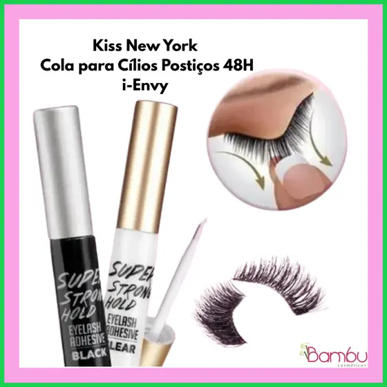 Cola para Cílios Postiços Kiss New York i-Envy Incolor 48H Fixação Longa Duração Resistente à Água