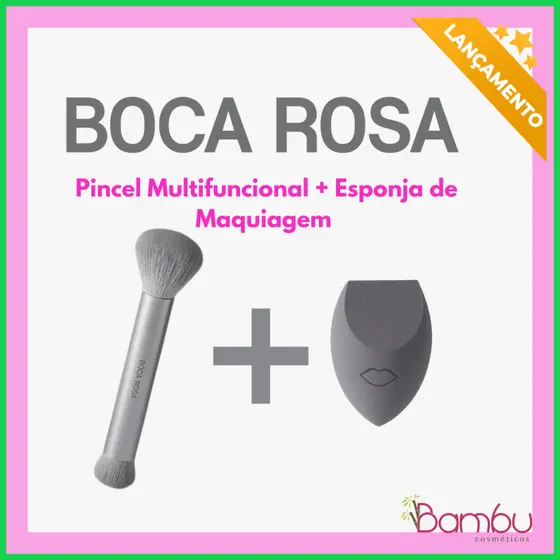 Boca Rosa | Kit Pincel Pro 1 + Esponja Original Maquiagem