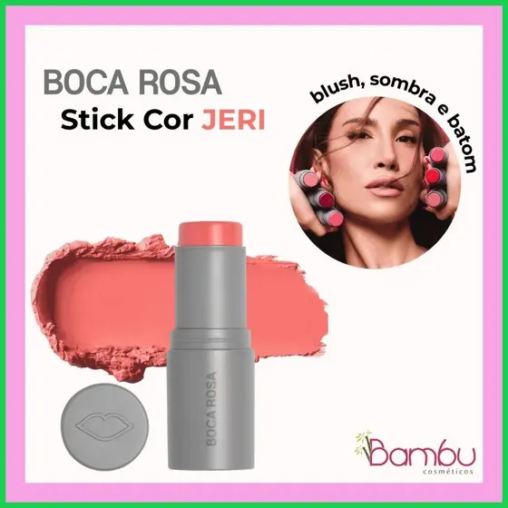Stick Cor Boca Rosa JERI | Blush em Stick 3 em 1 Vegano 6g