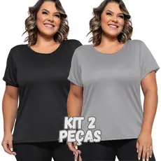 Kit 2 Camiseta Plus Size Dry Fit Feminina G1 ao G4