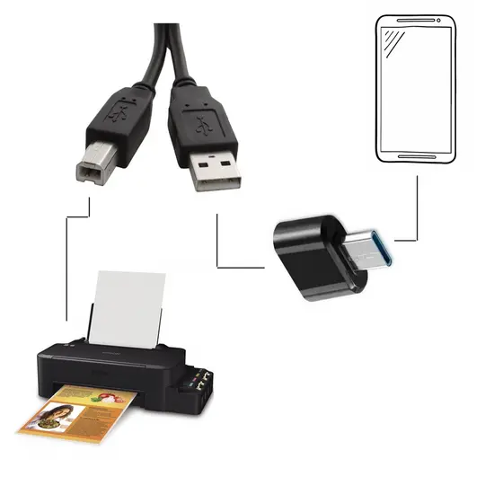 Cabo De Impressora Para Celular Adaptador Usb Para Celular Tipo C Imprimir Documendo Smartphone