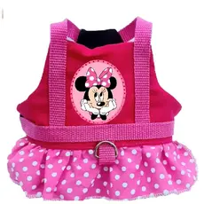 Coleira Pet Peitoral Dog Fêmea Minnie Rosa com Ajuste no Peito