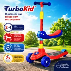 Patinete Infantil 2 em 1 TurboKid com Assento Removível Guidão Regulável 3 Rodas