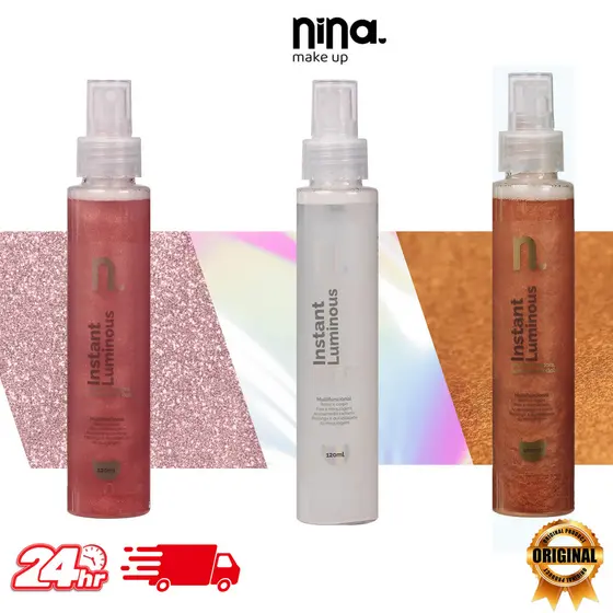 Bruma Fixadora Nina Make Up Instant Luminous 120ml Iluminadora Holográfica