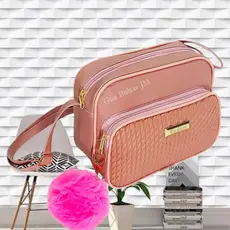 Bolsa Feminina Pequena Transversal Alça regulavel 3 BOLSOS + POMPOM