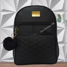 Mochila Feminina Bolsa de Costa c/ Alças Reguláveis 3 Ziper + Chaveiro de POMPOM Promoção