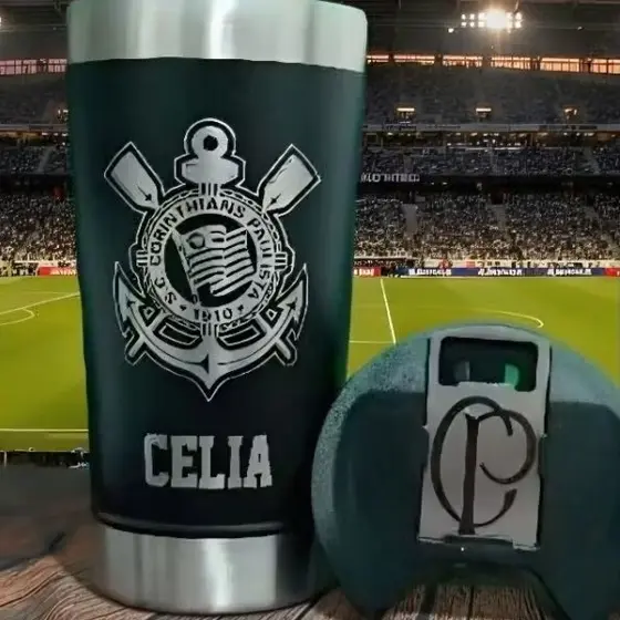 Copo Térmico Corinthians 473ml Personalizado – Presente para Torcedor Fiel
