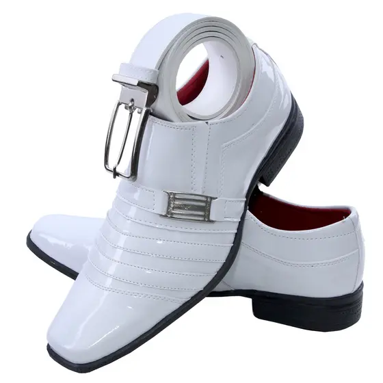 Sapato Social Branco + Cinto Masculino Com Regulagem De Tamanho