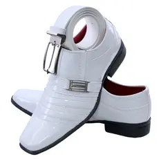 Sapato Social Branco + Cinto Masculino Com Regulagem De Tamanho