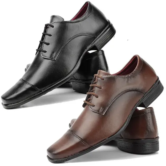 Sapato social de amarrar masculino kit com 2 pares preto e marrom