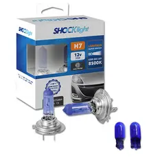 Kit 2 Lâmpadas H7 Super Branca 8500k Farol Foco Duplo Carro Moto Noturno + par w5w luz Lanterna + luva plastica brinde